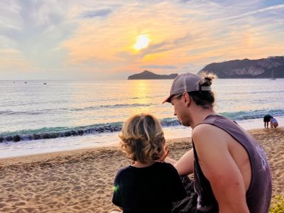 Abendsonne Kinder Strand Korfu