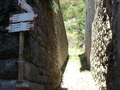 Wegweiser zeigen Weg auf Wanderreise von Sdtirol zum Gardasee